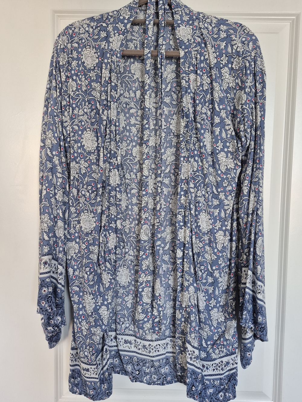 Blue Floral Print Women’s Open Cardigan